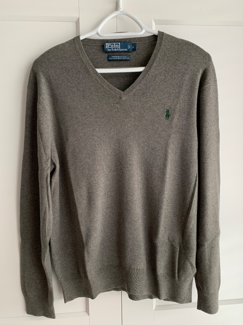 Polo by Ralph Lauren 100% Pima cotton Men's Gray V-Neck Sweater